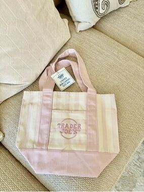 NWT 🏷️ | Trader Joe’s | Pink Stripe Mini Canvas Tote Bag